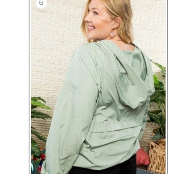Mint Green Windbreaker Rain jacket Hoodie - Picture 3 of 11